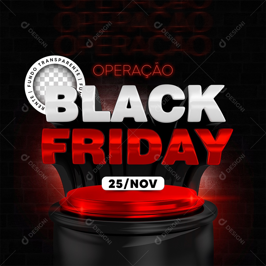 Operação Black Friday Selo 3D para Composição PSD