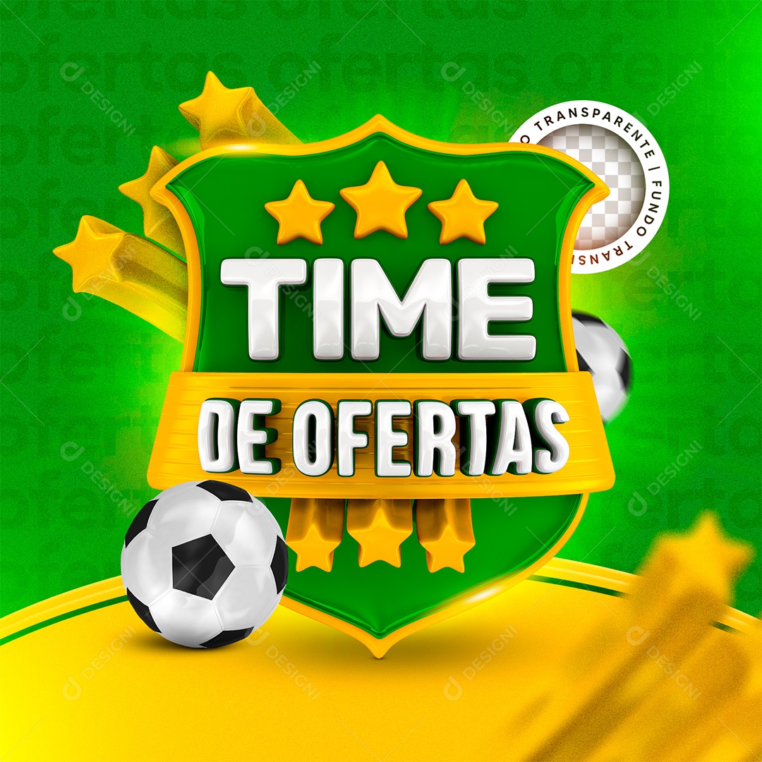 Time de Ofertas Selo 3D para Composição PSD