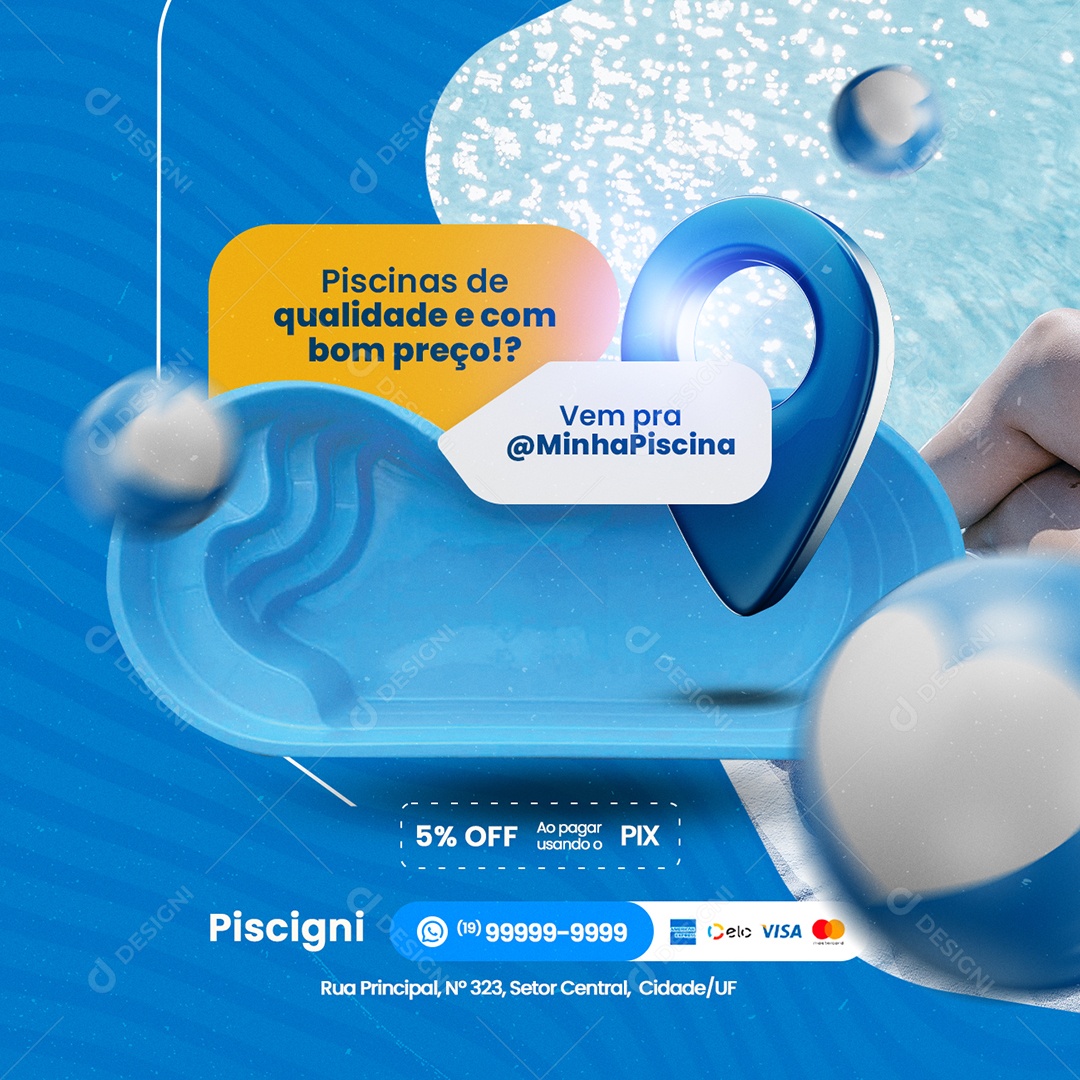 Piscinas de Qualidade e com Bom Preço Social Media PSD Editável