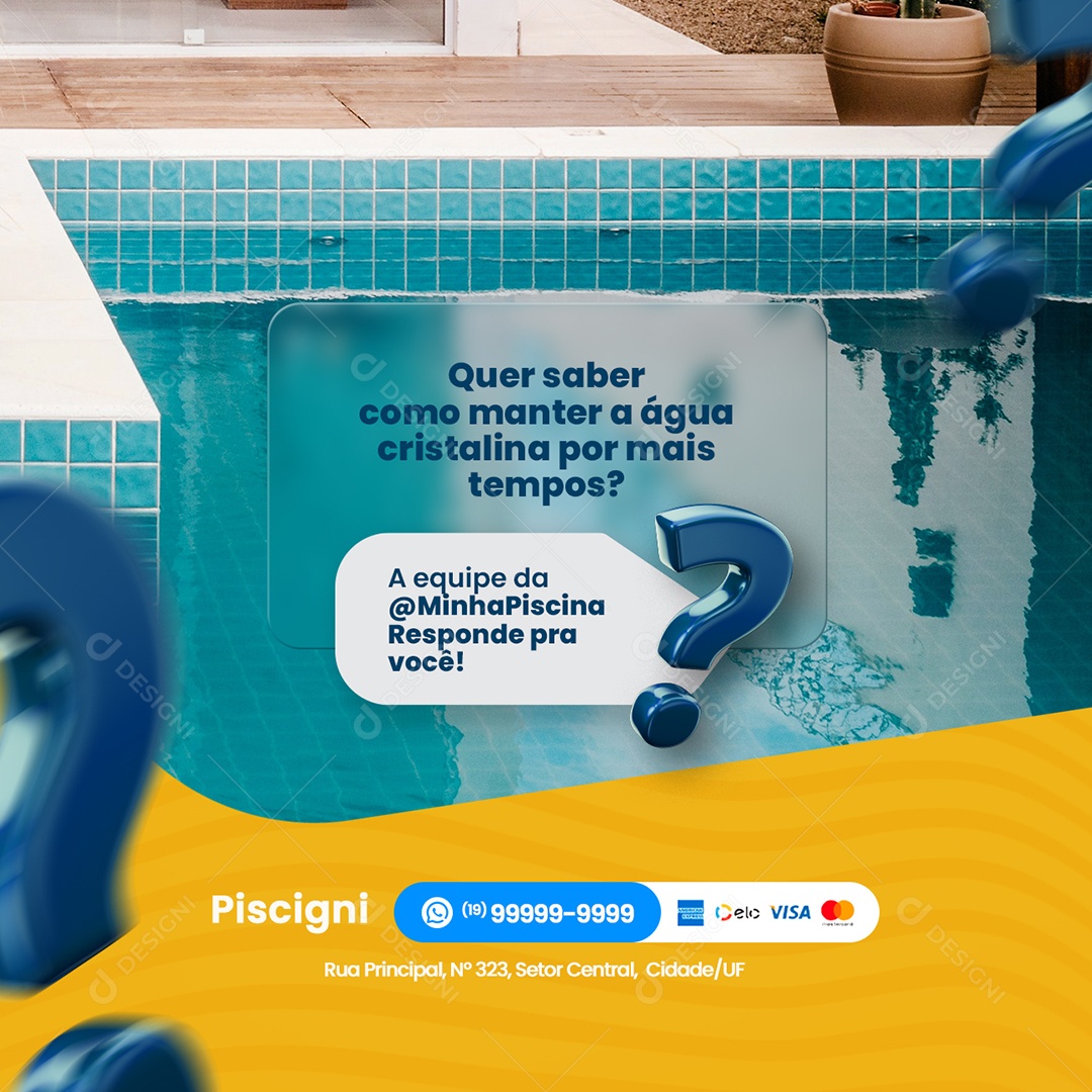 Que Saber como Manter a Água Cristalina por Mais Tempos Piscina Social Media PSD Editável