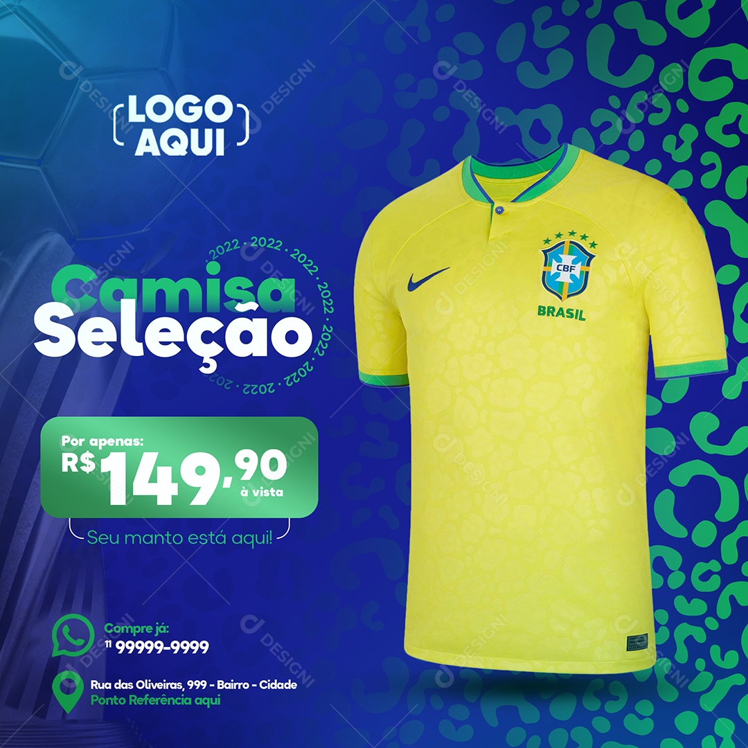Camisa da Seleção Brasileira Loja Social Media PSD Editável