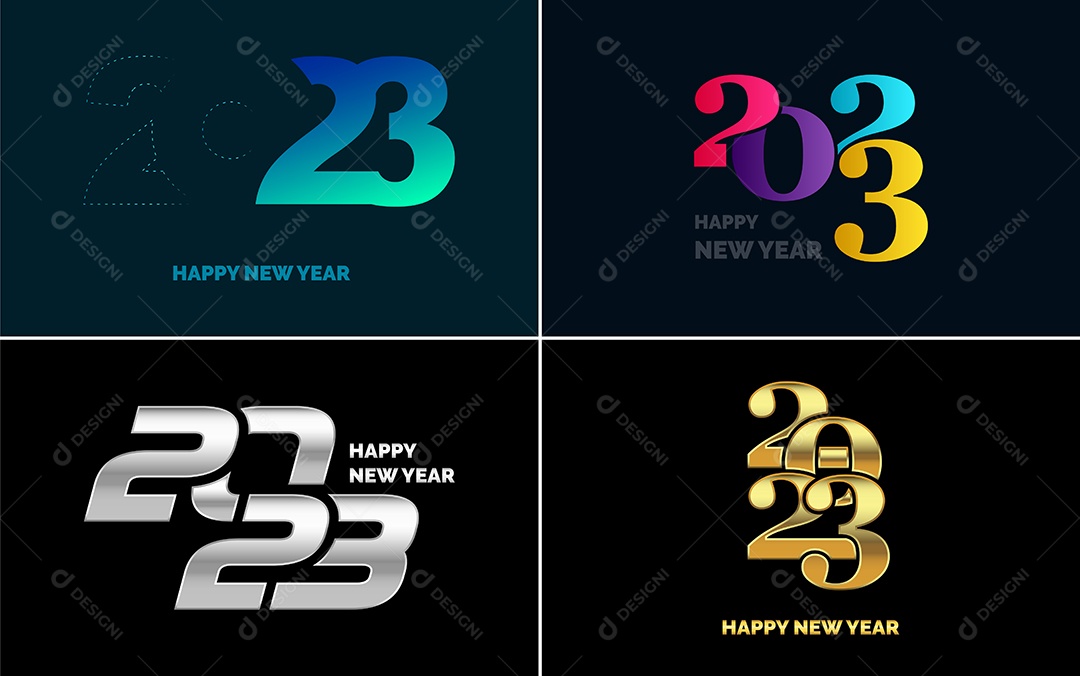 Conjunto de Feliz Ano Novo 2023 Ilustração Vetor EPS