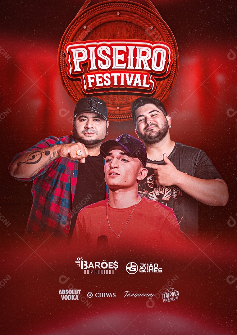 Piseiro Festival Os Barões da Pisadinha João Gomes Flyer Social Media PSD Editável