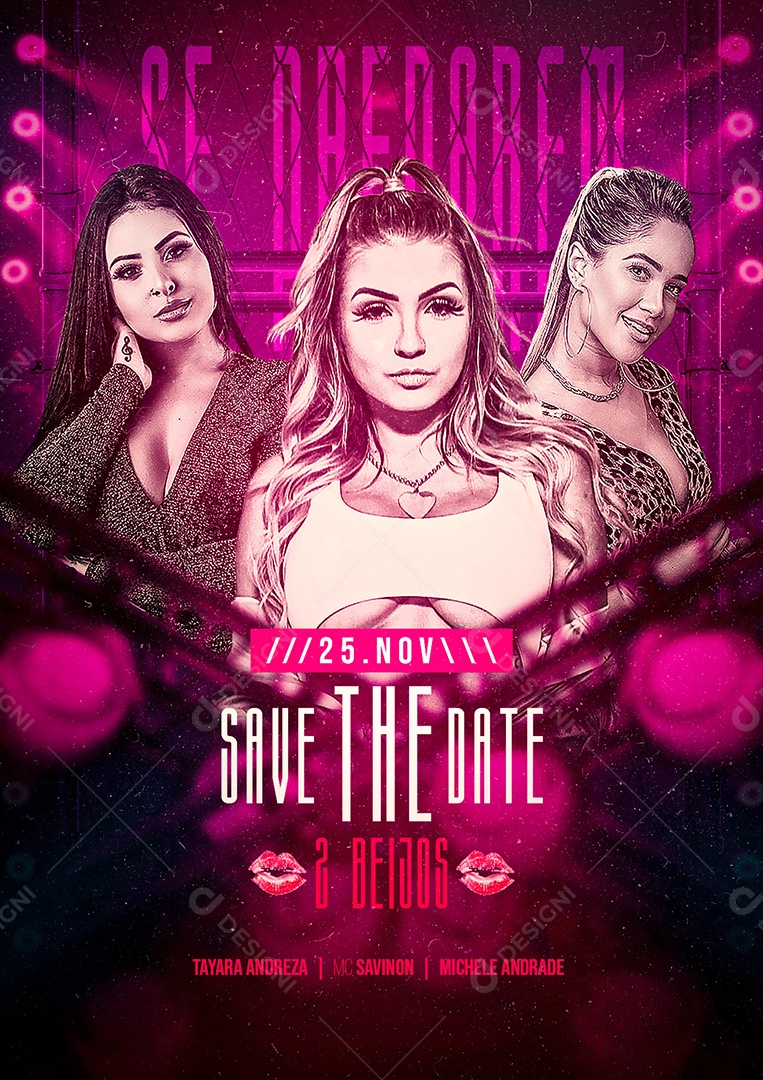 Se Preparem 2 Beijos Tayara Andreza Mc Savinon Michele Andrade Flyers Social Media PSD Editável