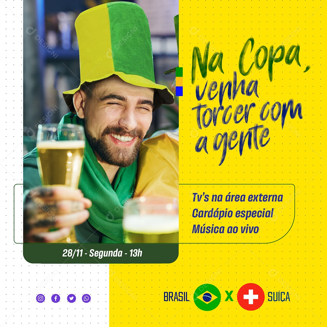 Copa do Mundo Bar Na Copa Venha Torcer Com a Gente Música PSD Editável