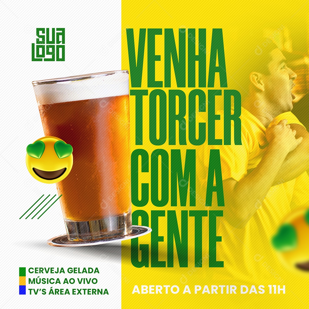 Copa do Mundo Bar Venha Torcer Com a Gente Música PSD Editável
