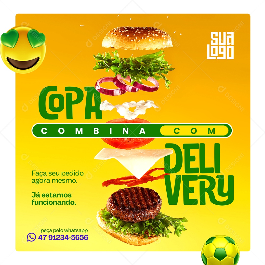 Copa do Mundo Delivery Hamburguer Burger Brasil PSD Editável