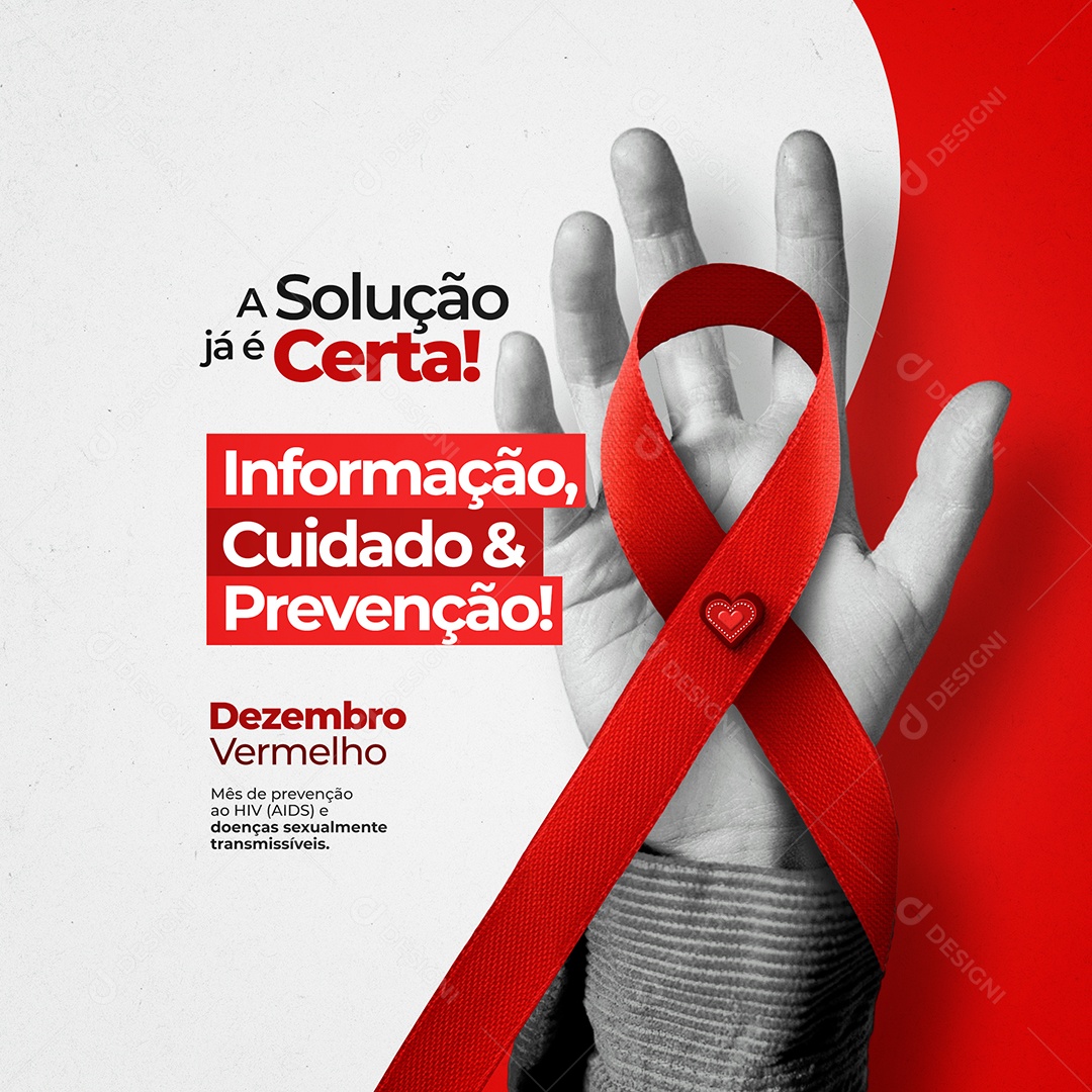 A Solução Já é Certa Dezembro Vermelho Social Media PSD Editável
