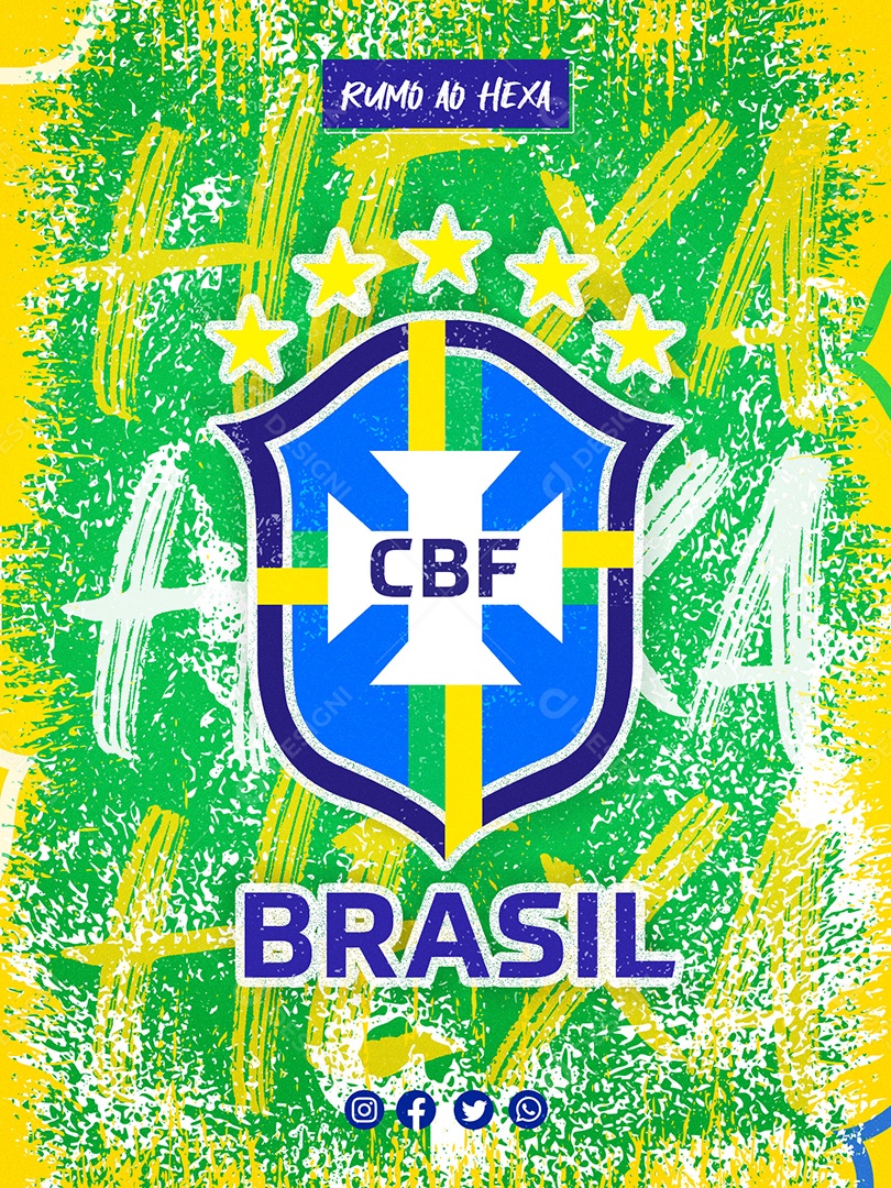 Social Media Copa do Mundo Verde e Amarelo Brasil Rumo ao Hexa PSD Editável