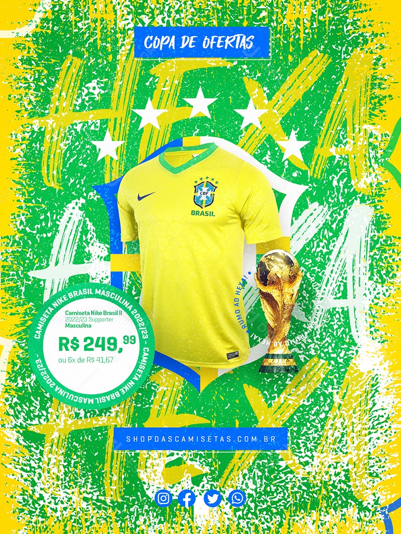 Brazilian National Team Shirt Social Media Store Editable PSD
