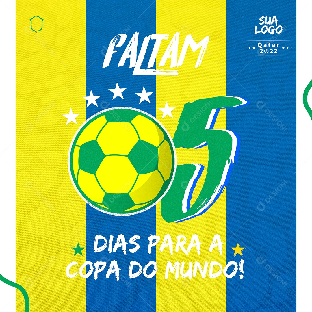 Faltam 5 Dias Para a Copa do Mundo Social Media PSD Editável