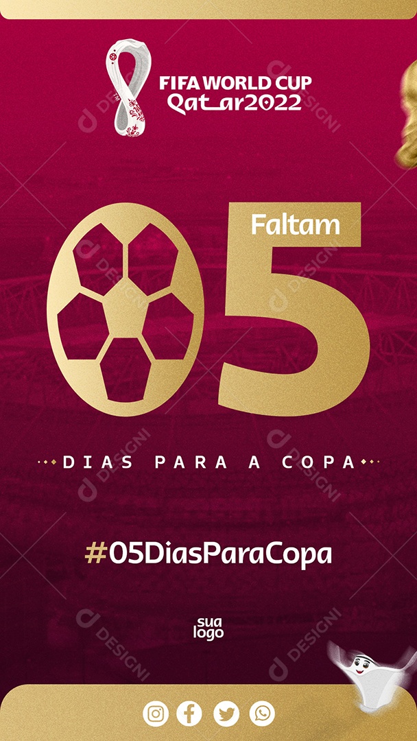 Story Faltam 5 Dias Para a Copa do Mundo Social Media PSD Editável