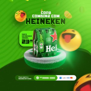Copa Combina com Heineken Copa do Mundo Cervejaria Social Media PSD Editável