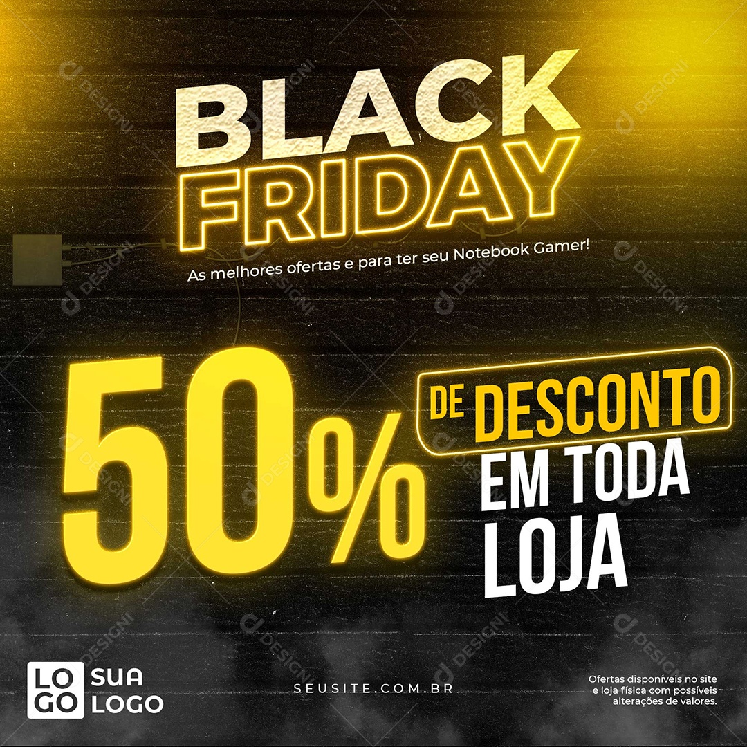 Social Media Black Friday 50% Desconto PSD Editável