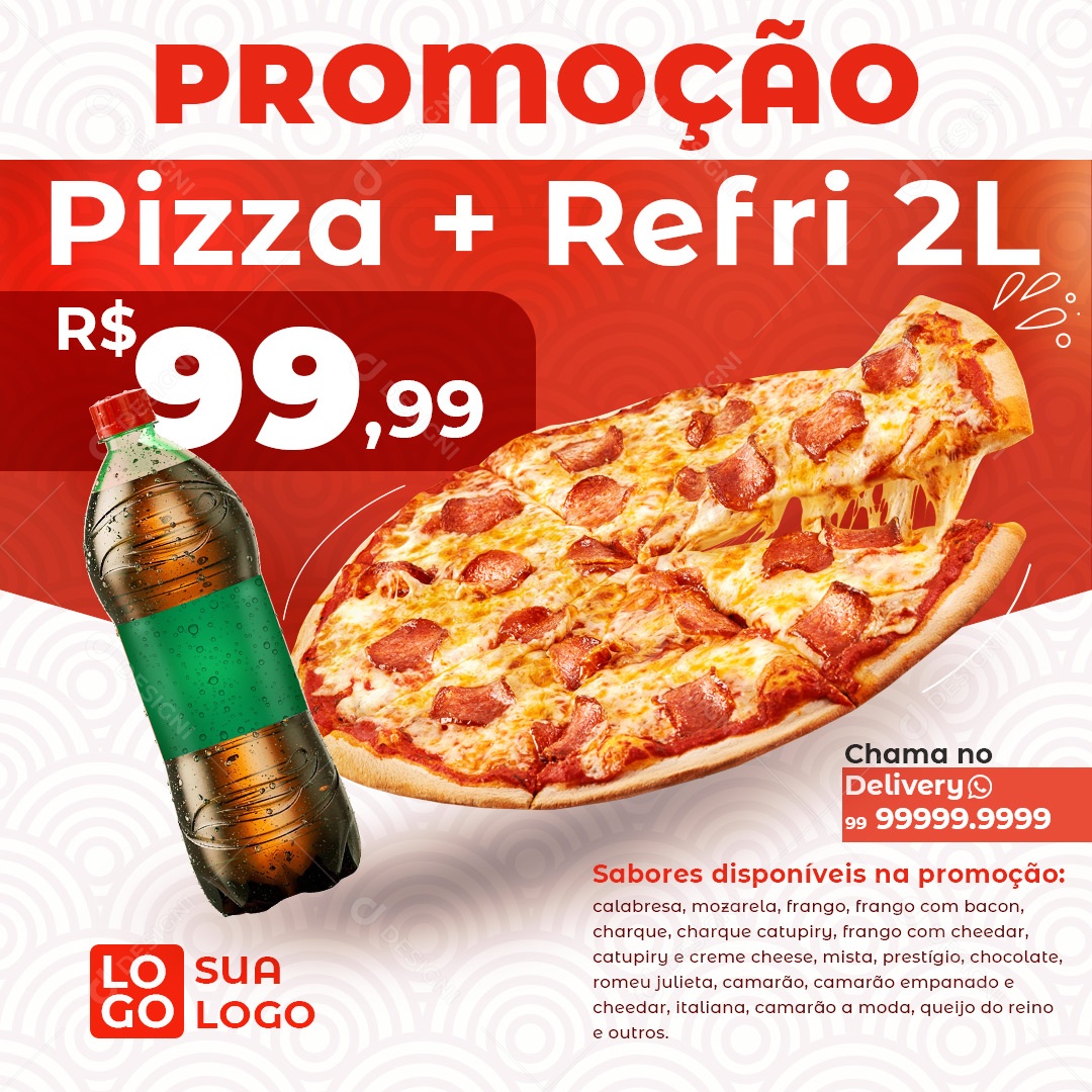 Social Media Promoção Pizza e Refri PSD Editável