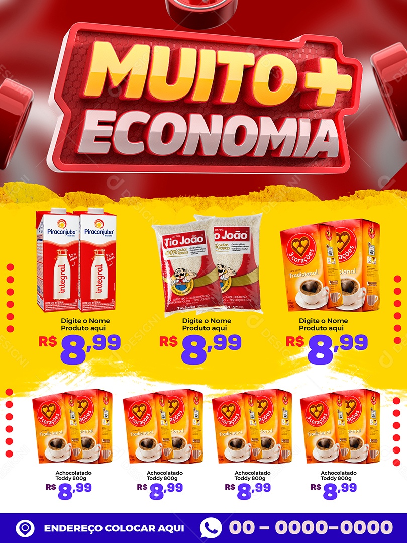 Encarte Muito + Economia Venha Conferir Social Media PSD Editável