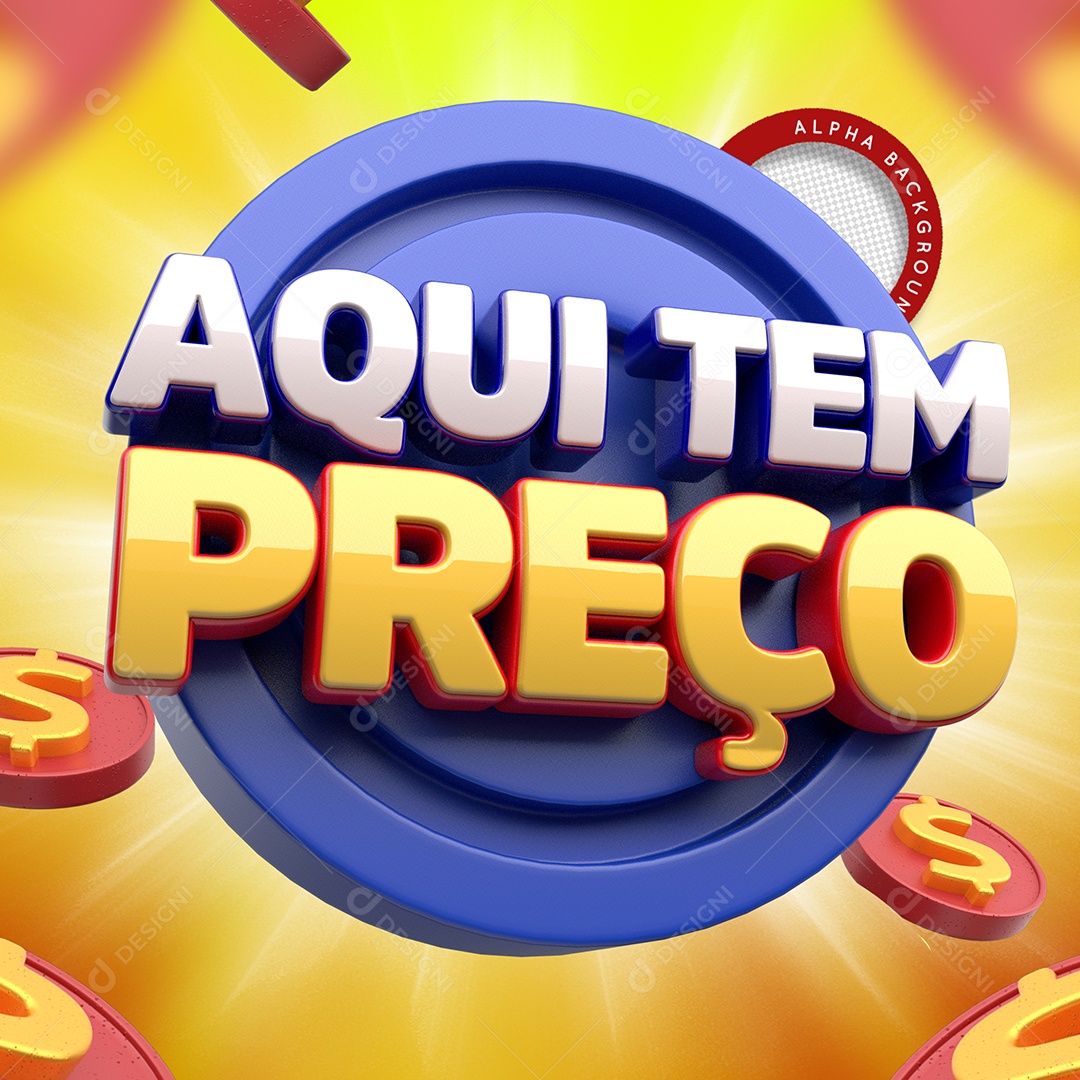 Selo 3D Aqui Tem Preço Para Composição PSD