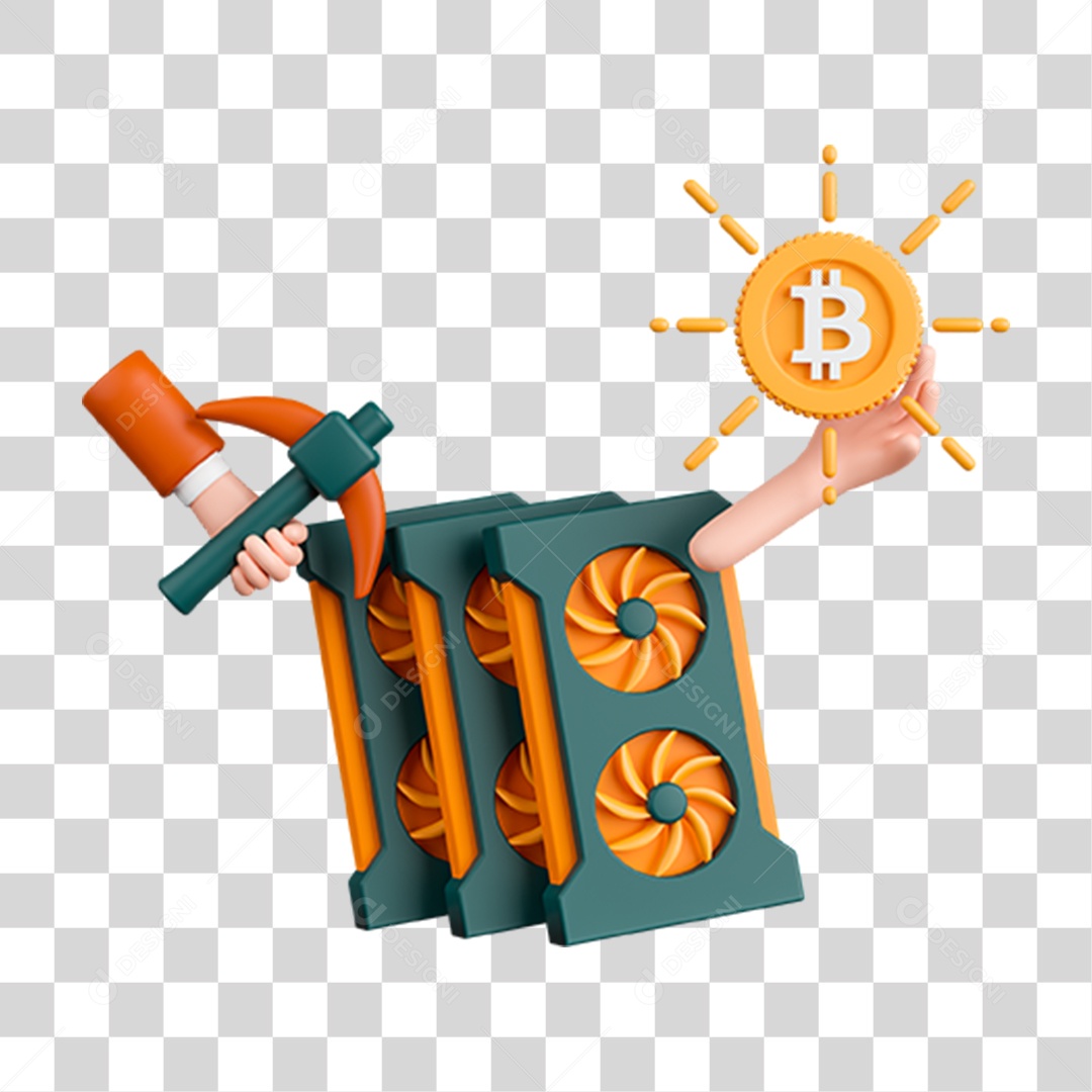 Elemento 3D Moeda Virtual para Composição PNG Transparente