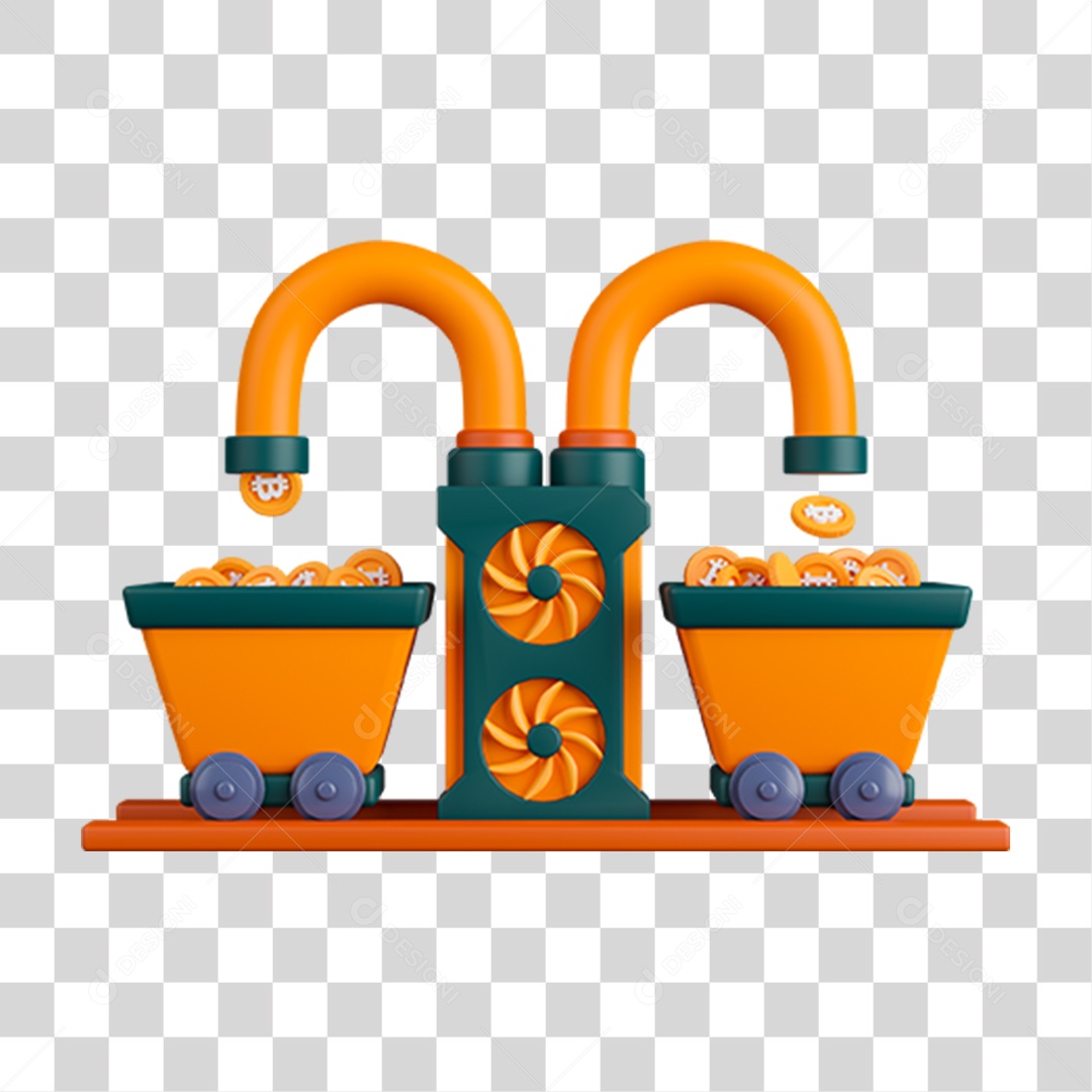 Elemento 3D Moeda Virtual para Composição PNG Transparente