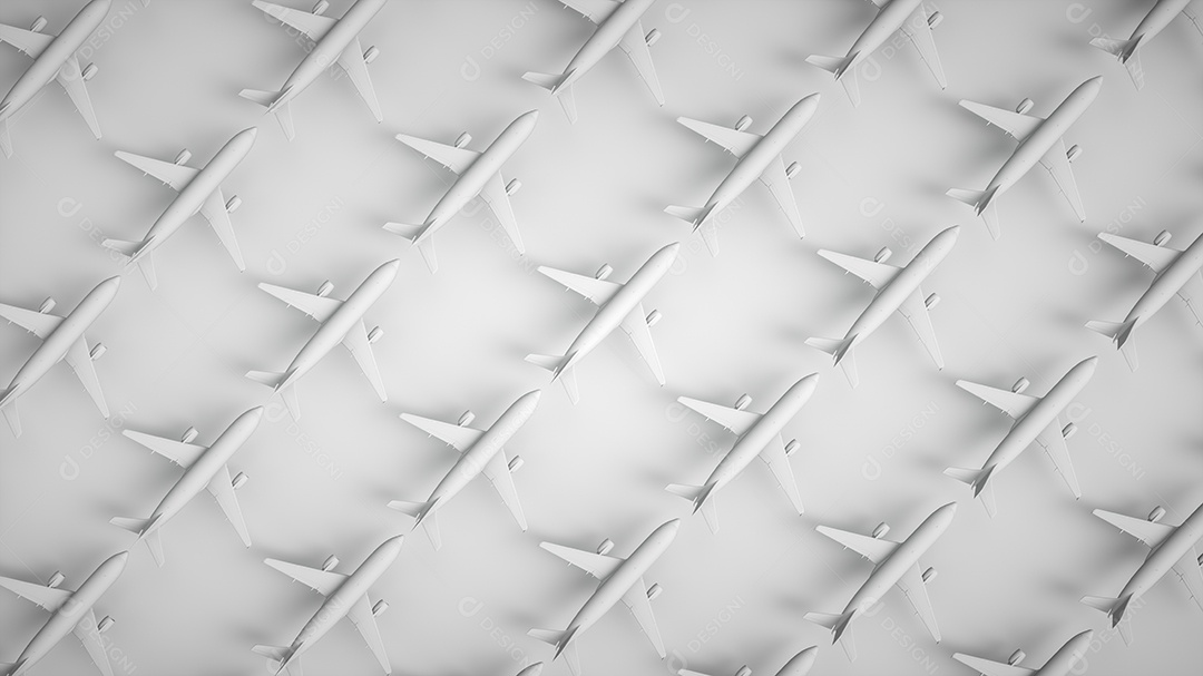 Aviões brancos sobre um fundo branco. Papel de parede de aviação, viagens