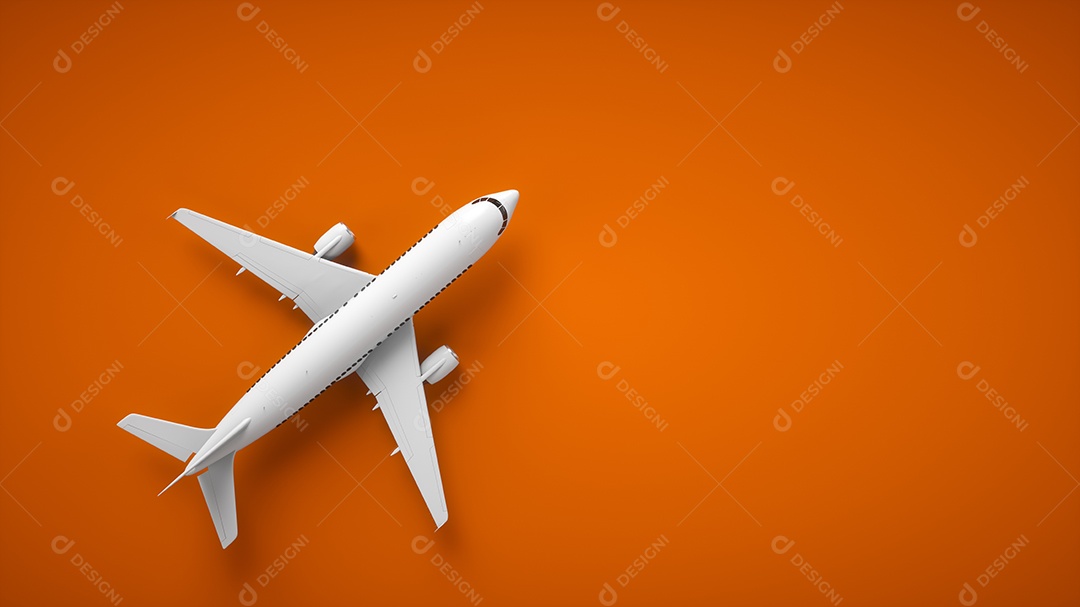 Avião de renderização 3D realista. Aeronave em fundo isolado, vista superior.