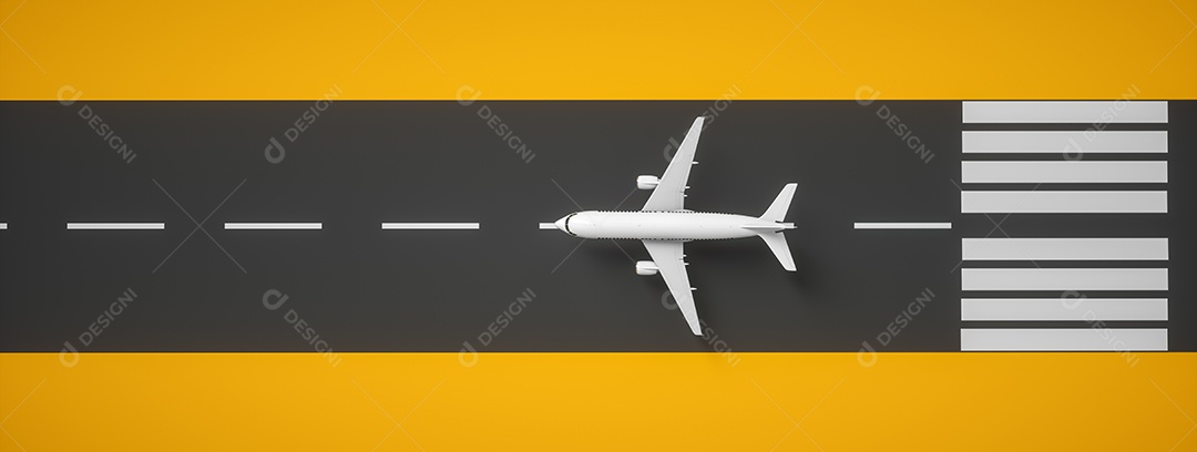 Avião de renderização 3D realista. Aeronave em fundo isolado, vista superior.