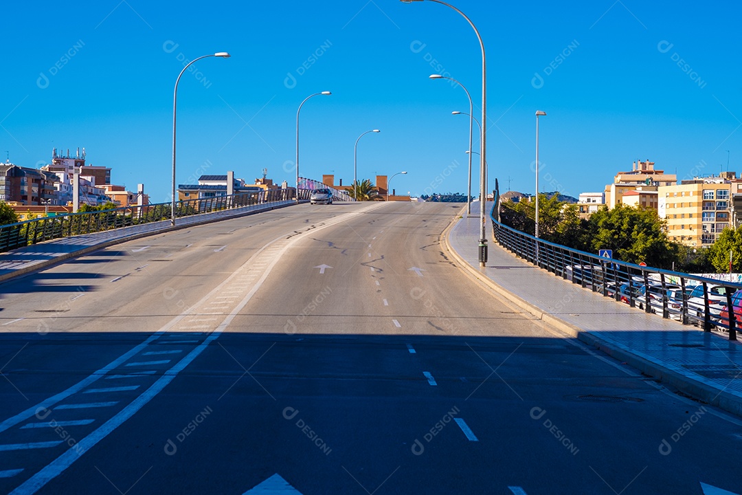 Bela vista de árvores pelas ruas de Málaga.