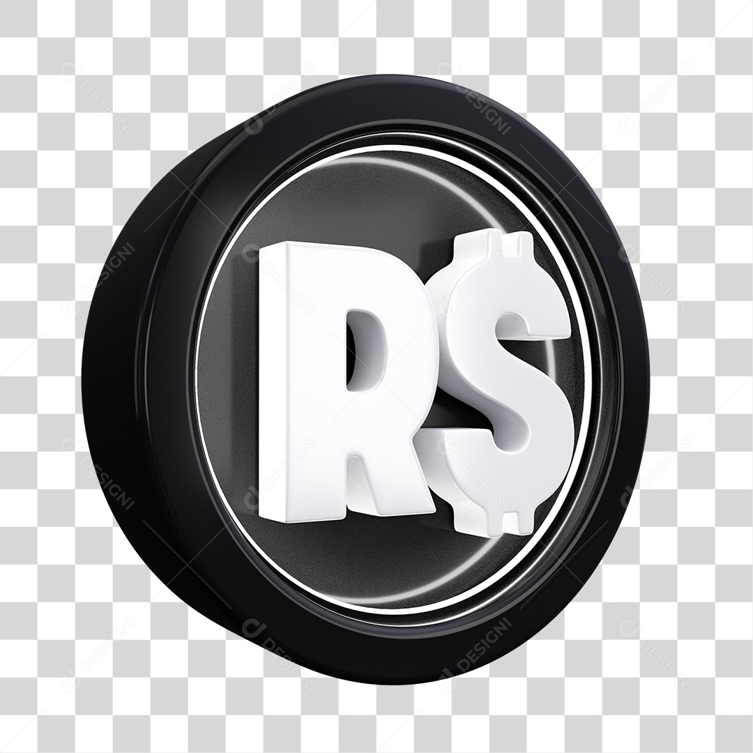 Moeda Branca e Preto Elemento 3D Para Composição PSD
