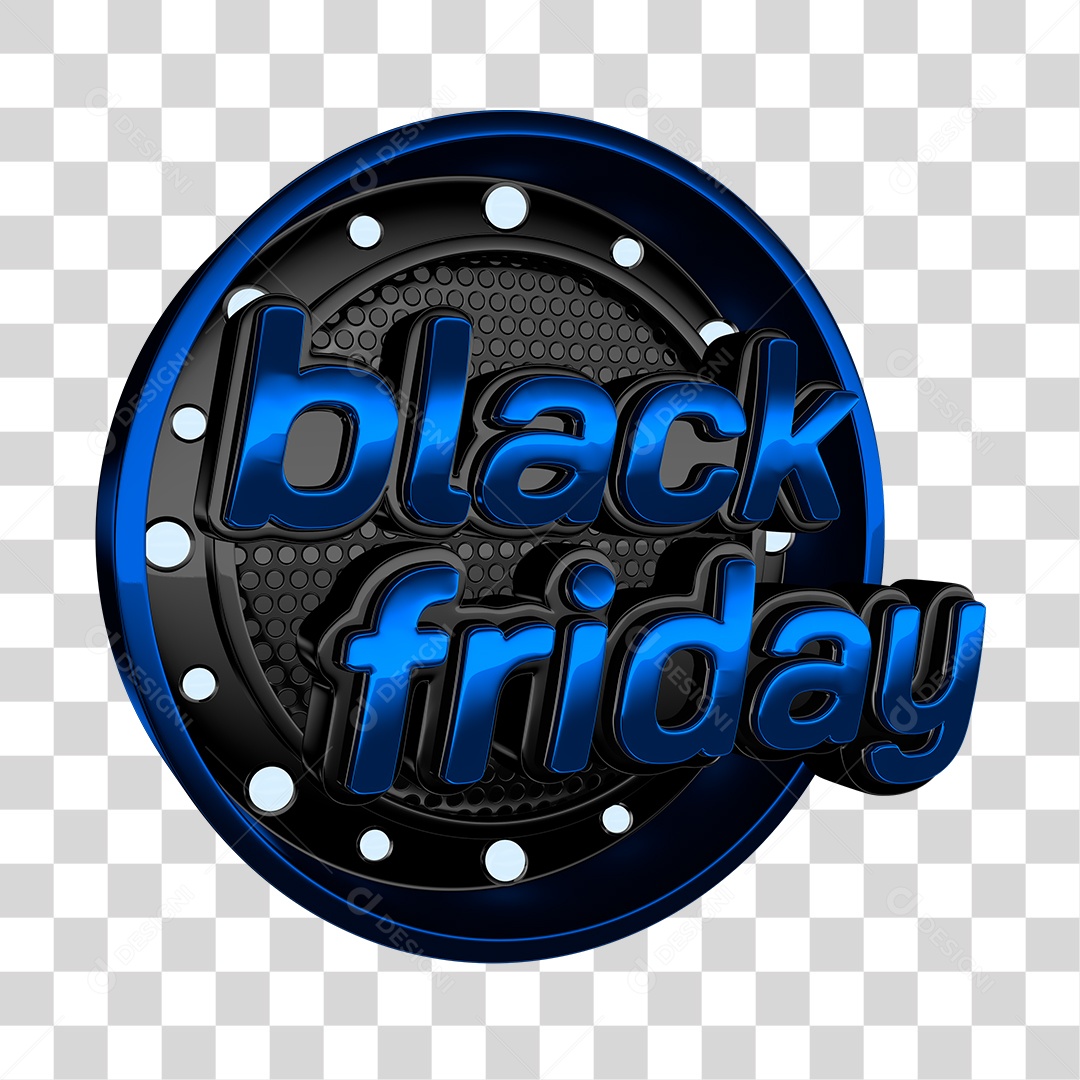 Selo 3D Black Friday Azul Para Composição PNG Transparente