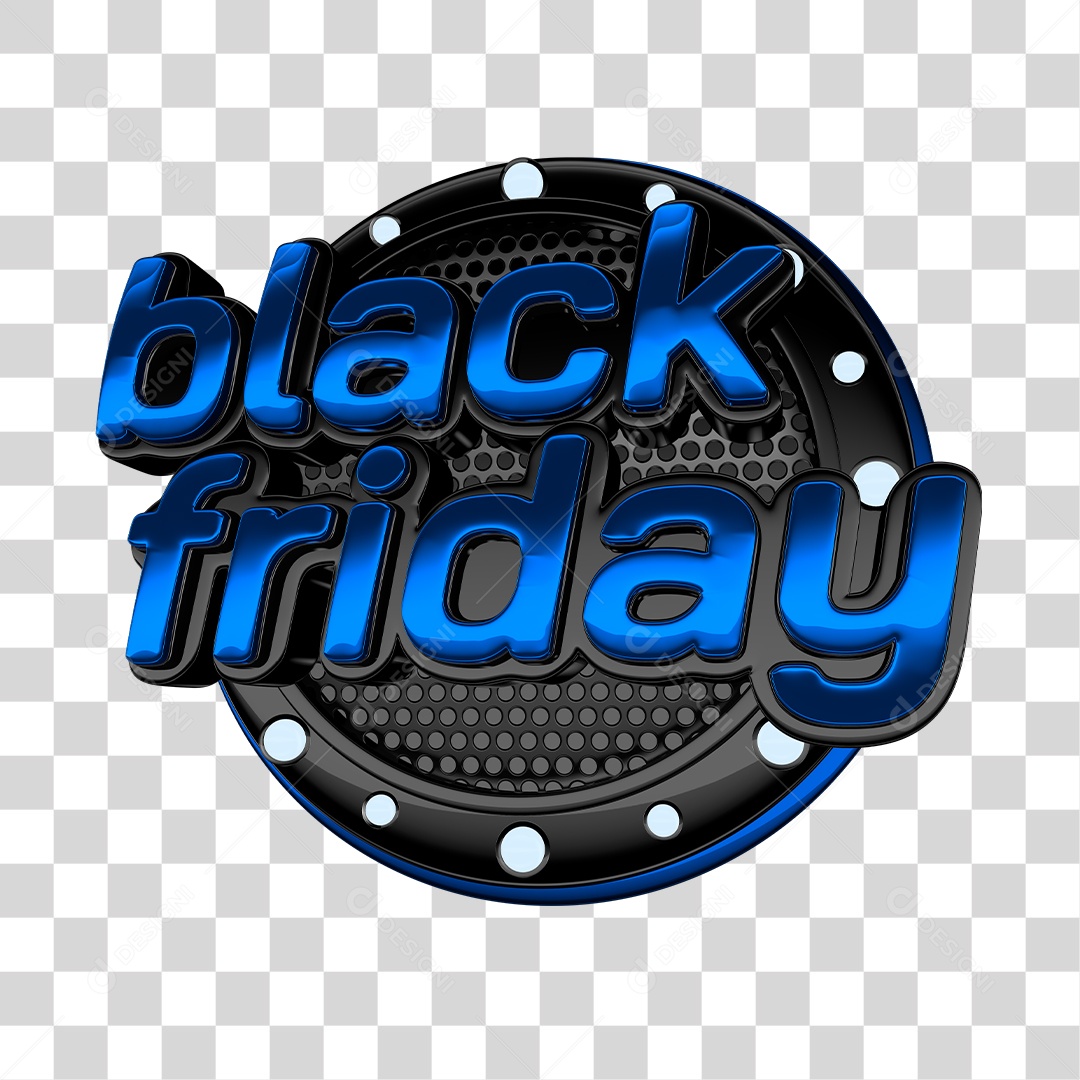 Selo 3D Black Friday Azul Para Composição PNG Transparente