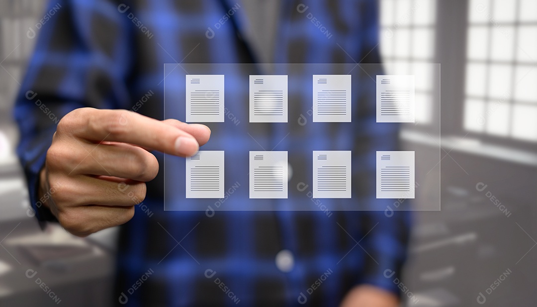 Documento digital on-line Assinatura eletrônica, escritório sem papel de gerenciamento