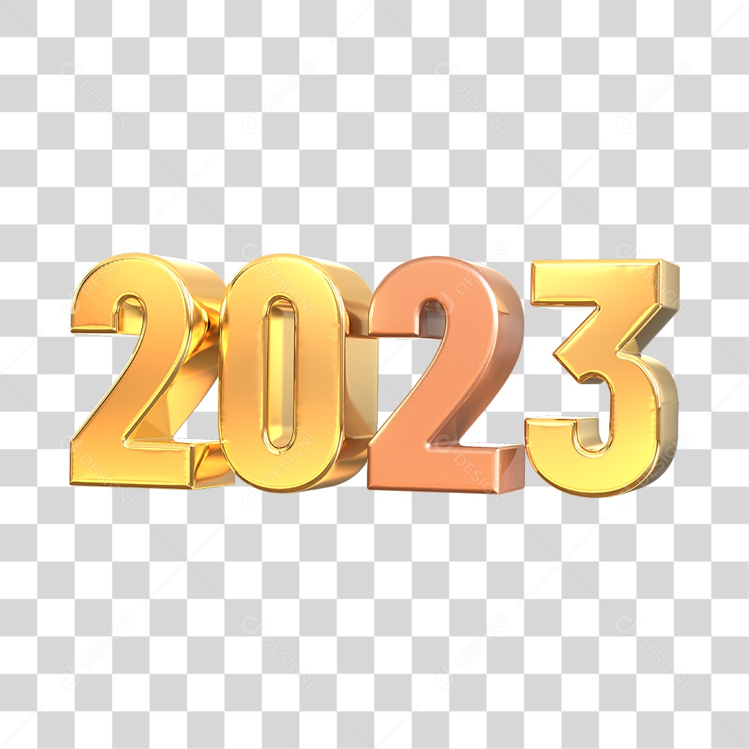 Número 3D 2023 Ano Novo PNG Transparente Sem Fundo