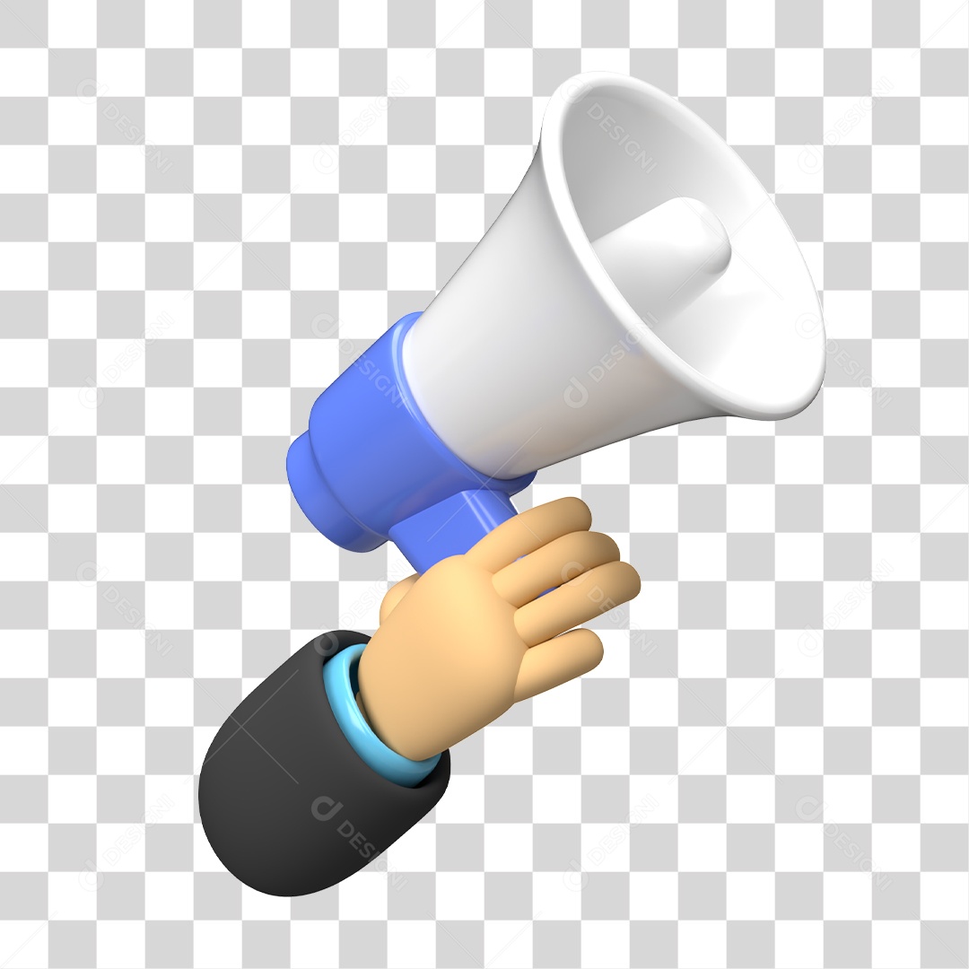 Elemento 3D Para Composição Mão Segurando Megafone PNG Transparente