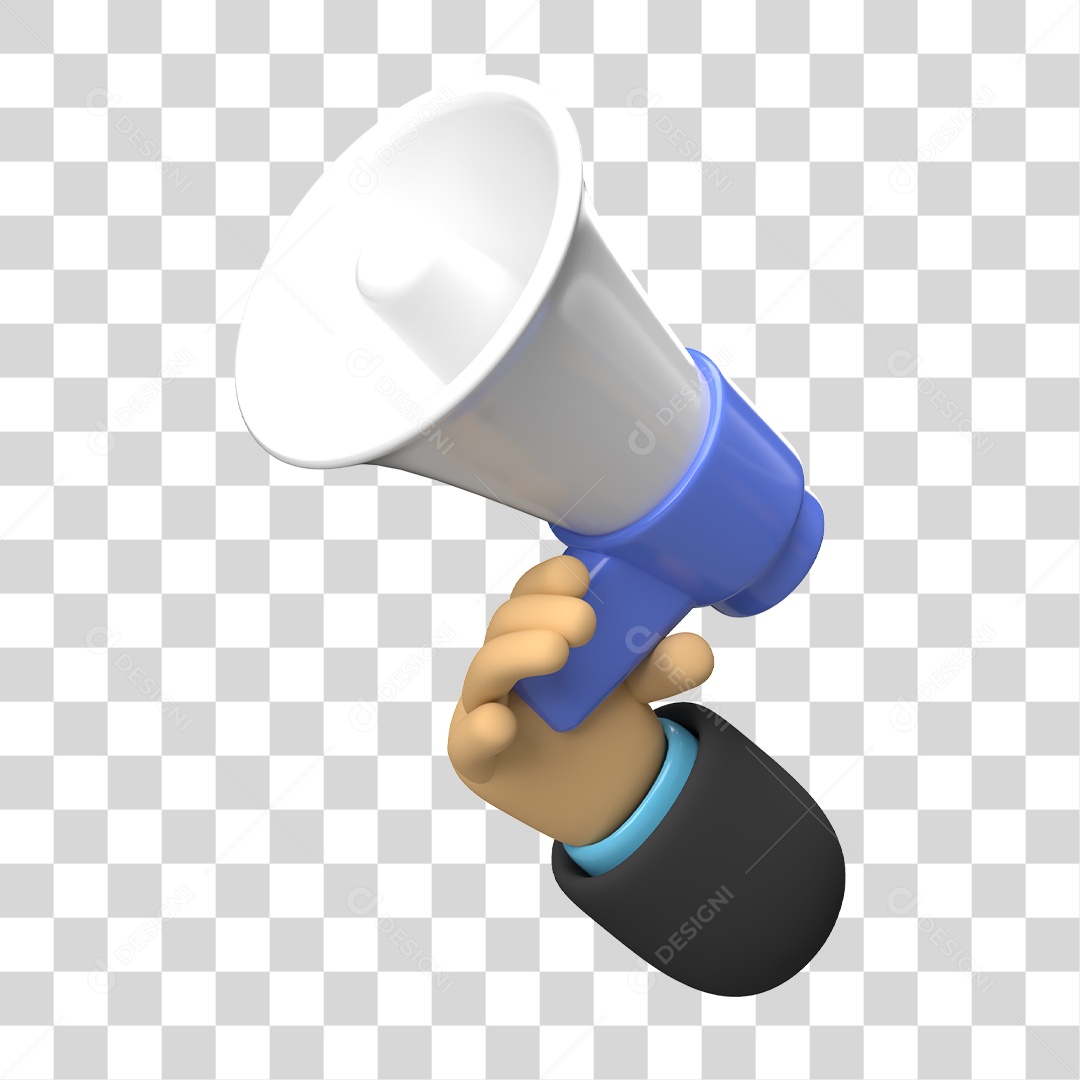Elemento 3D Para Composição Mão Segurando Megafone PNG Transparente