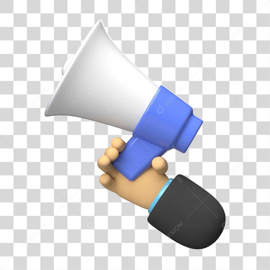 Elemento 3D Para Composição Mão Segurando Megafone PNG Transparente