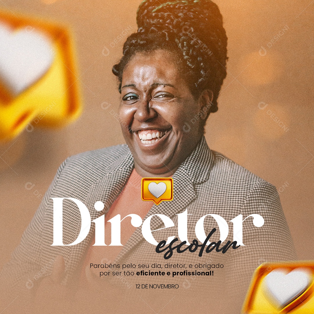 Dia do Diretor Escolar 12 de Novembro Social Media PSD Editável