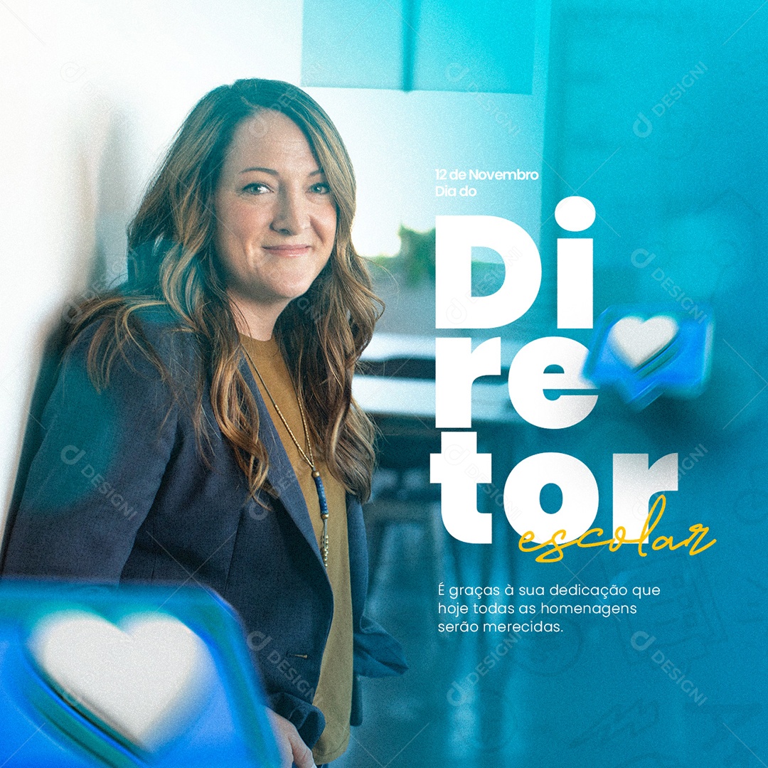 Dia do Diretor Escolar 12 de Novembro Social Media PSD Editável