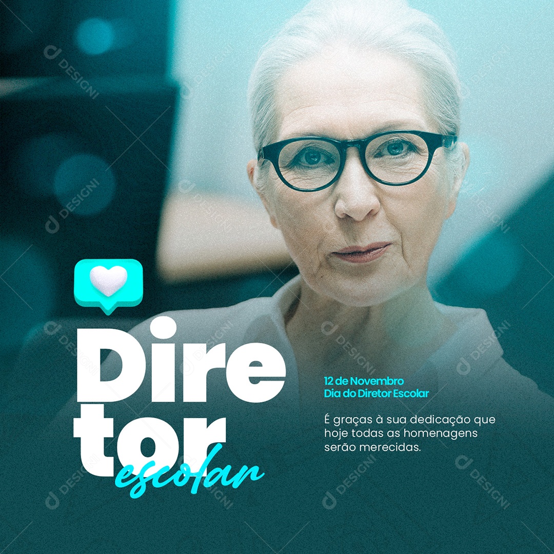 Dia do Diretor Escolar 12 de Novembro Social Media PSD Editável