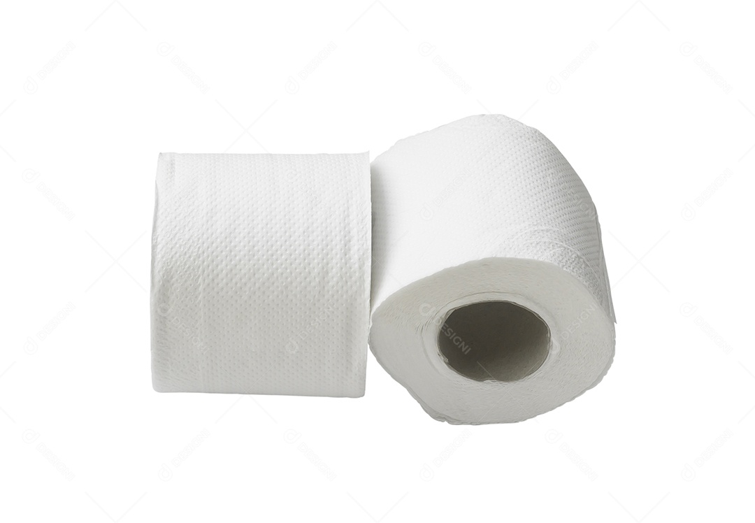 Dois rolos de papel de seda branco ou guardanapo isolados no fundo branco