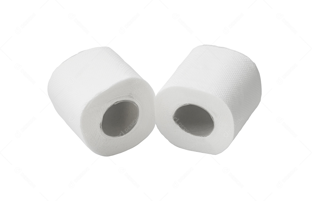 Dois rolos de papel de seda branco ou guardanapo isolados no fundo branco
