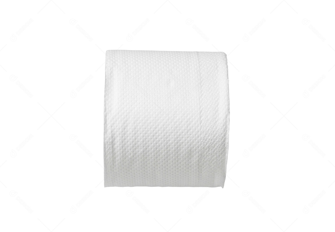 Único rolo de lenço de papel branco ou guardanapo isolado em vagabundos brancos