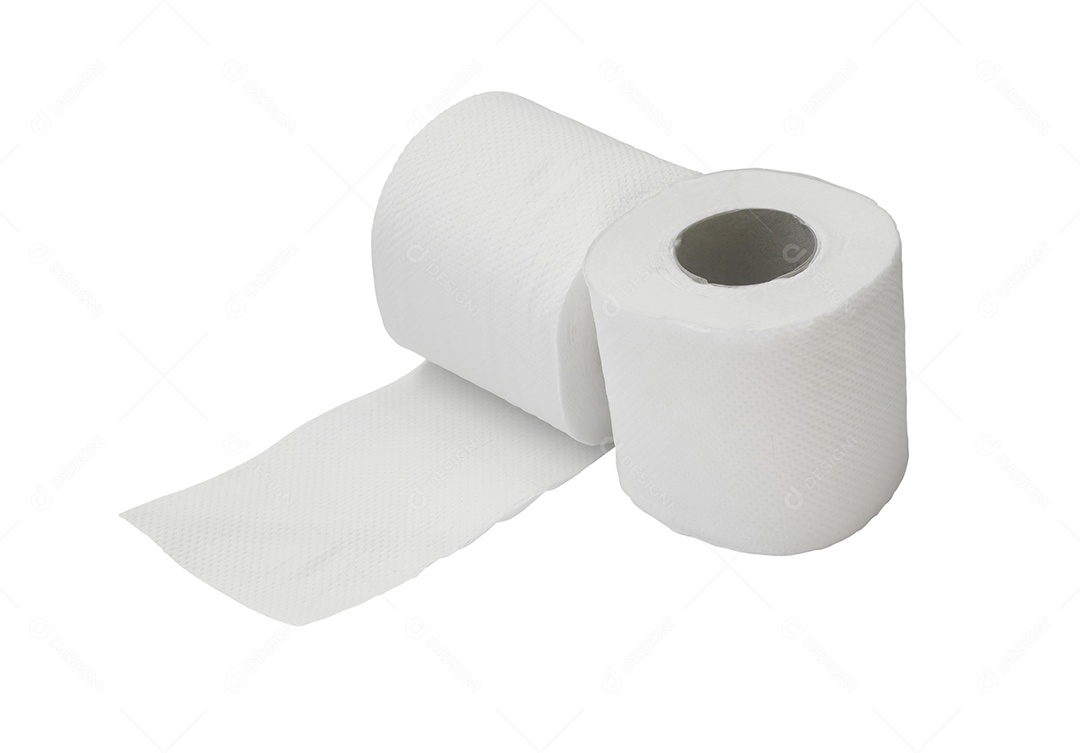 Dois rolos de papel de seda branco ou guardanapo isolados no fundo branco