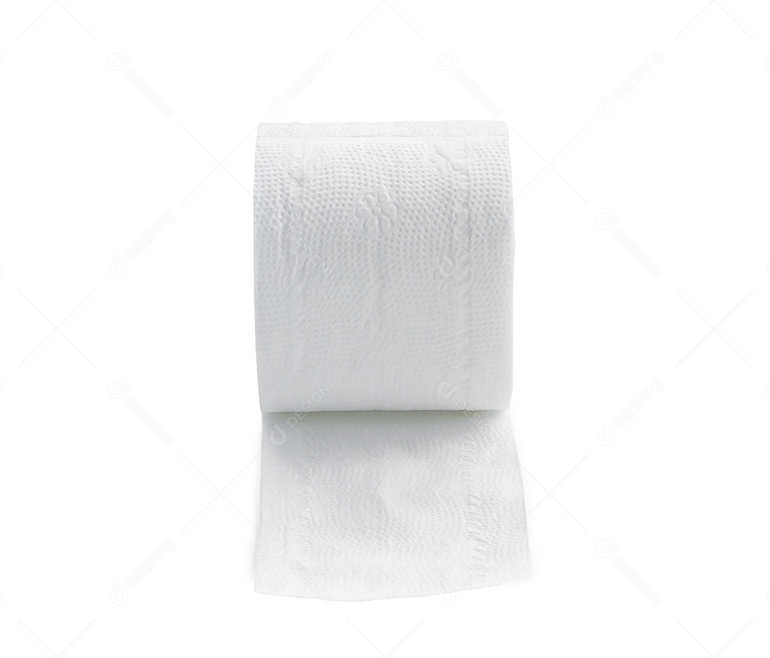 Único rolo de lenço de papel branco ou guardanapo isolado em vagabundos brancos