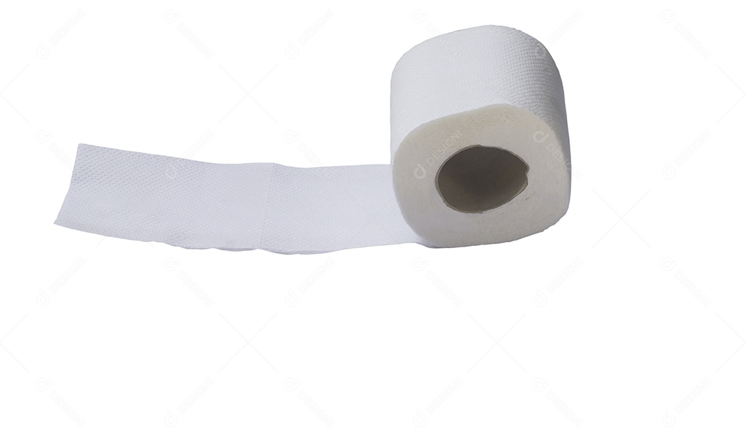 Único rolo de lenço de papel branco ou guardanapo isolado em vagabundos brancos