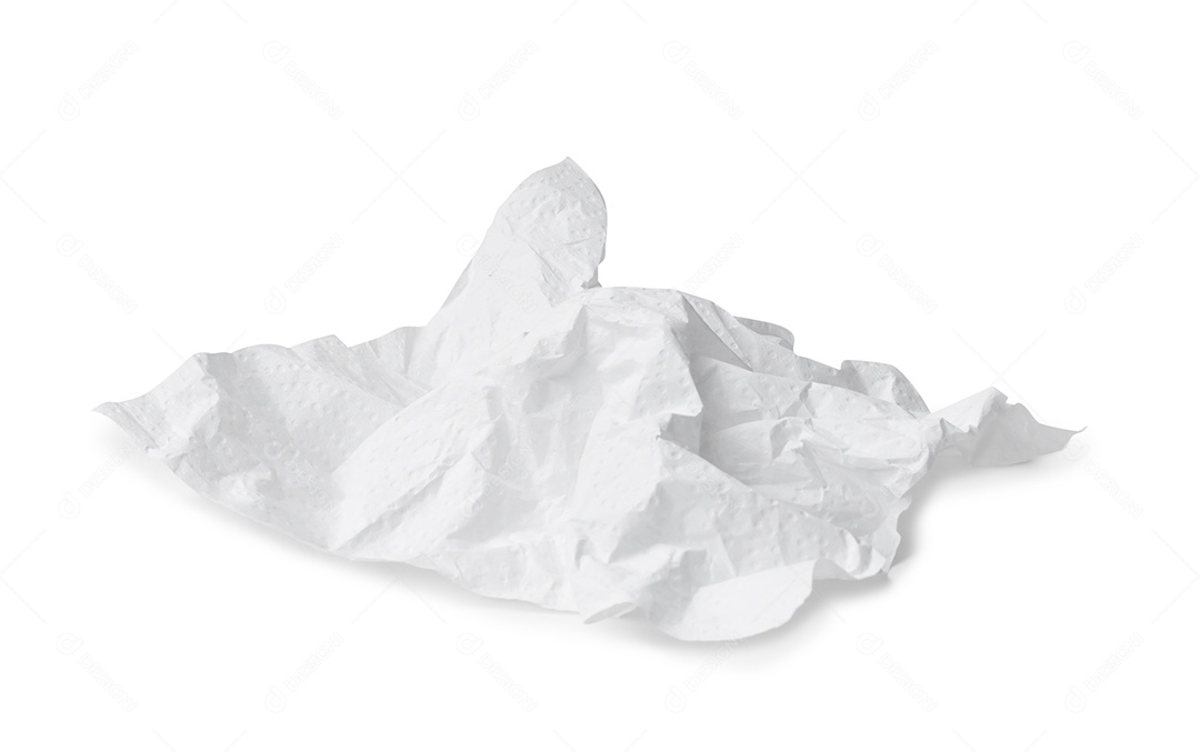 Lenço de papel aparafusado ou amassado único após o uso isolado