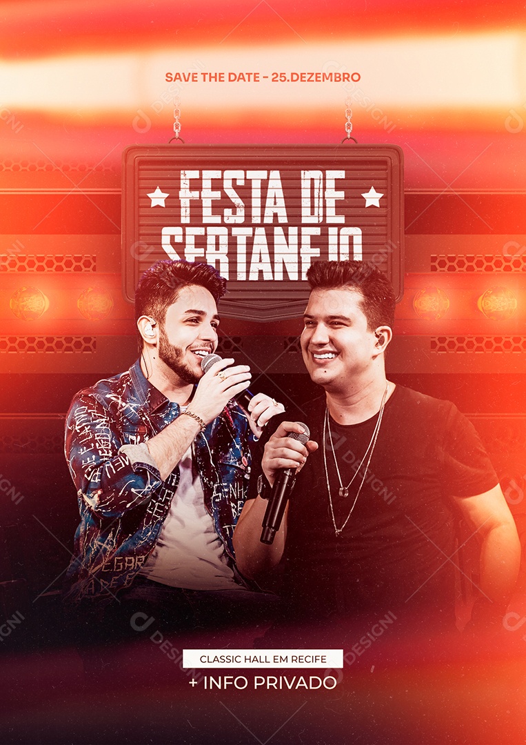 Festa de Sertanejo Hugo & Guilherme Flyer Social Media PSD Editável