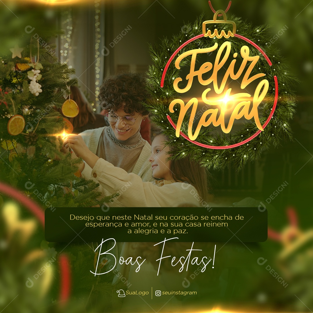 Feliz Natal Data Comemorativa 25 de Dezembro Social Media PSD Editável