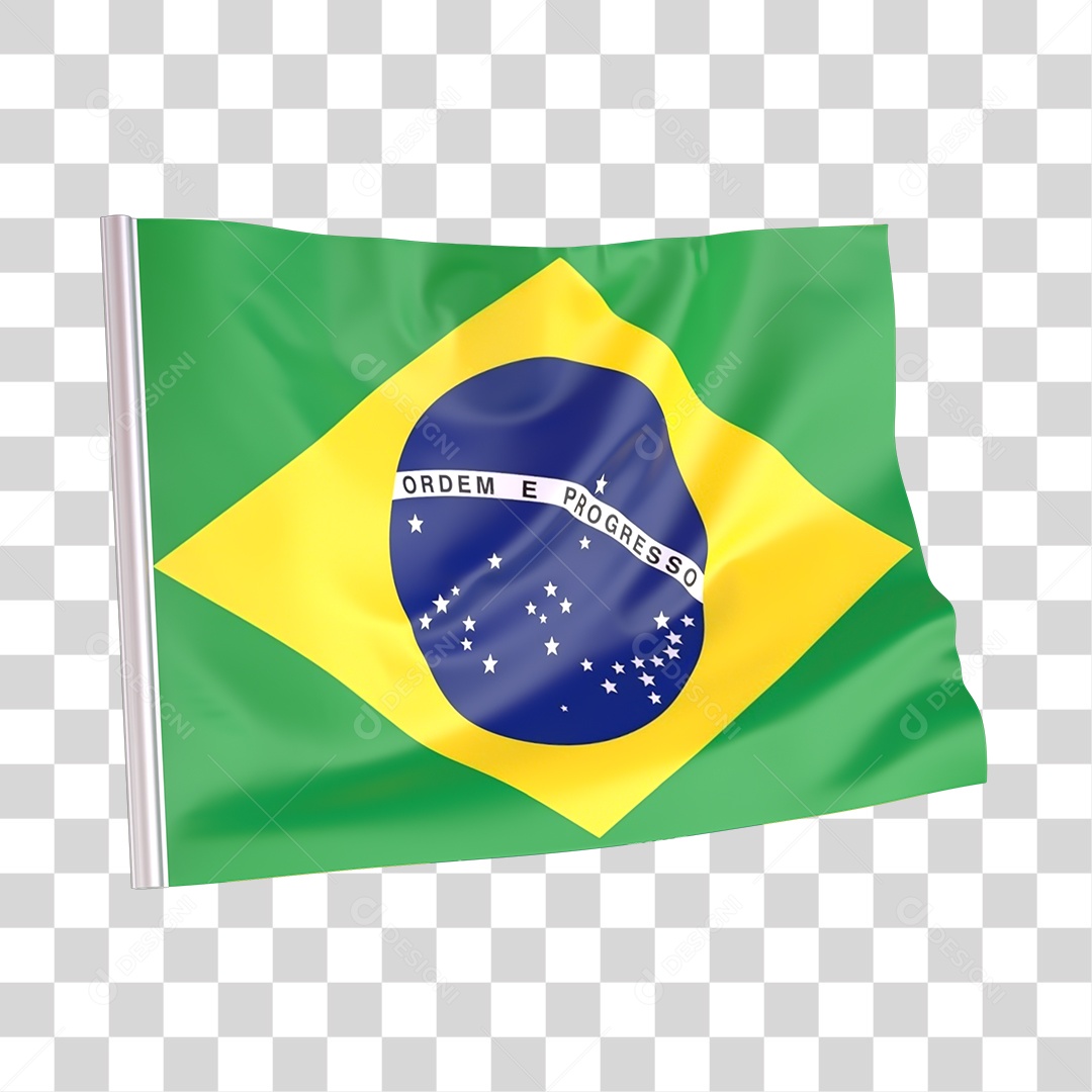Bandeira do Brasil Elemento 3D PNG Transparente