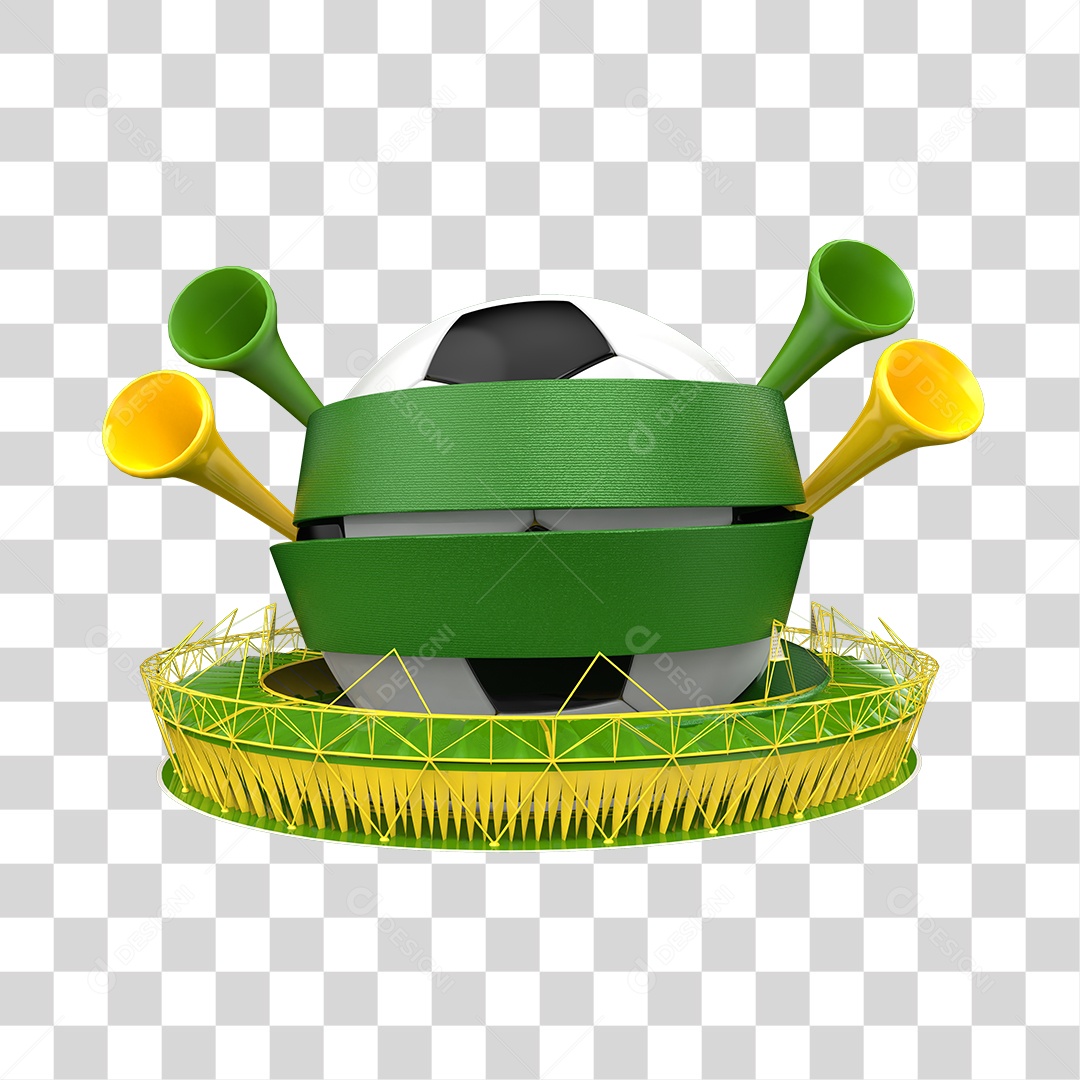 Campo de Futebol Bola e Vuzuvelas Conceito de Copa do Mundo PNG Transparente