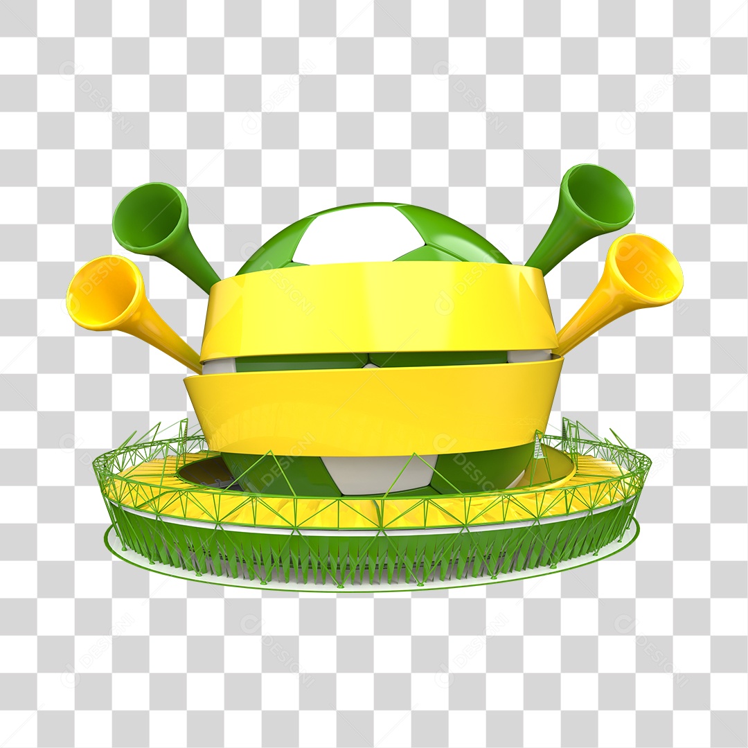 Campo de Futebol Bola e Vuzuvelas Conceito de Copa do Mundo PNG Transparente